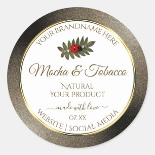 Adesivo Redondo Antracite Glitter White Product Labels Ladybug