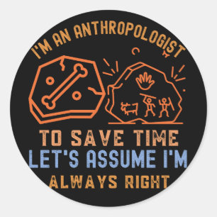 Adesivo Redondo Antropólogo, Antropologia Engraçado