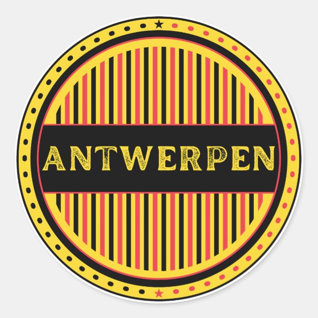Adesivo Redondo Antwerp City Pride Emblem – Belgian Identity (Frente)