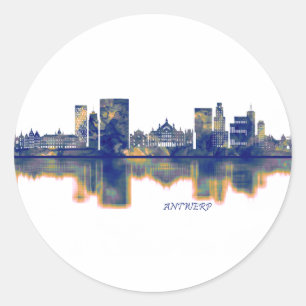 Adesivo Redondo Antwerp Skyline