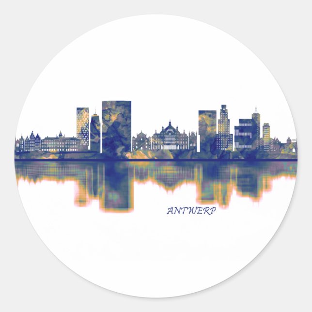 Adesivo Redondo Antwerp Skyline (Frente)
