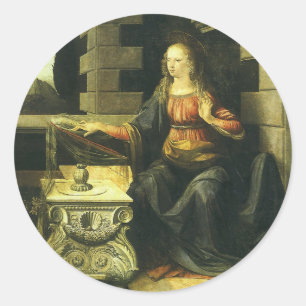 Adesivo Redondo Anunciação do Senhor de Leonardo da Vinci