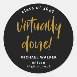 Adesivo Redondo anúncio clássico de graduação feito virtualmente
