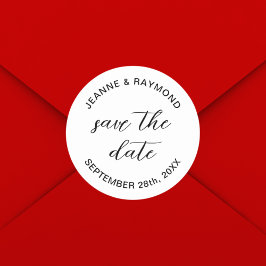 Adesivo Redondo Anúncio de casamento simples e limpo Salve a data