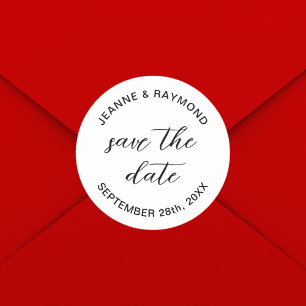 Adesivo Redondo Anúncio de casamento simples e limpo Salve a data