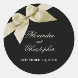Adesivo Redondo Anúncio de Convite para Casamento Cream Ribbon