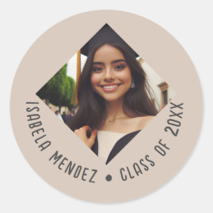 Adesivo Redondo Anúncio de Foto de Graduação Personalizada
