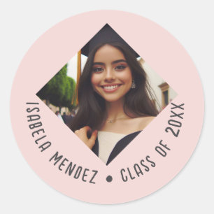 Adesivo Redondo Anúncio de Foto de Graduação Personalizada