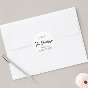 Adesivo Redondo Anúncio de Gravidez Branca Moderna