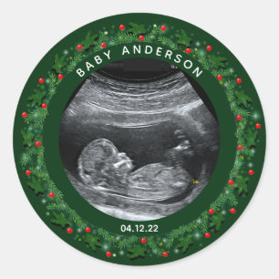 Adesivo Redondo Anúncio de Gravidez de Natal