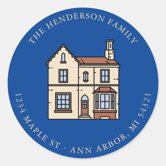 Adesivo Redondo Anúncio de Movimentação de Mudança Moderna de Ende (Frente)