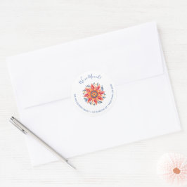 Adesivo Redondo Anúncio de Movimentação Floral Sunburst