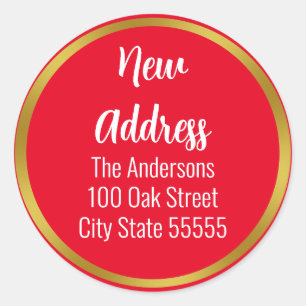 Adesivo Redondo Anúncio de movimento Dourado e vermelho de feriado