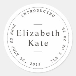 Adesivo Redondo Anúncio de nascimento Design simples de carimbo