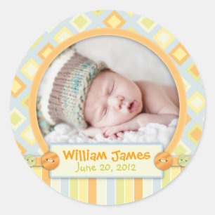 Adesivo Redondo Anúncio de Nascimento do Comboio a Bordo