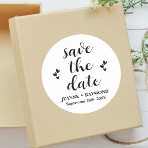 Adesivo Redondo Anúncio de Noivado Save The Date Moderno