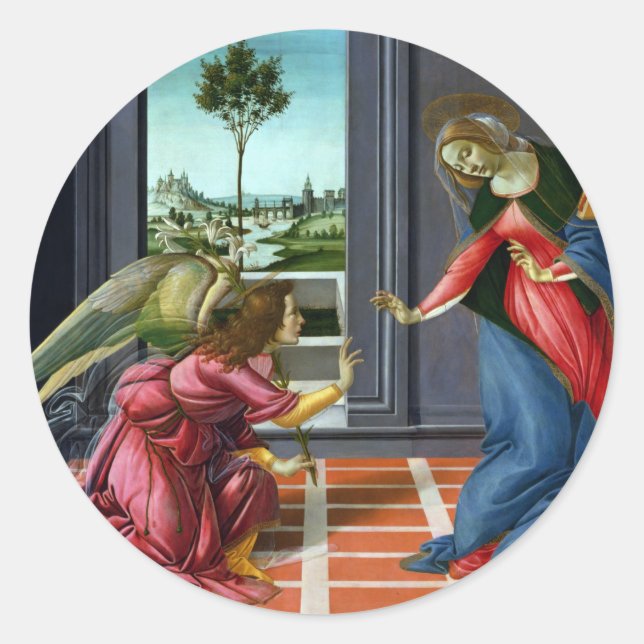Adesivo Redondo Anúncio de Sandro Botticelli (Frente)