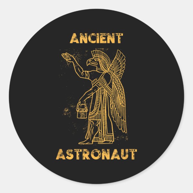Adesivo Redondo Anunnaki Astronauta Antigo Teórico da Alienígena S (Frente)