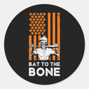 Adesivo Redondo Ao Esqueleto Bone Halloween Do Baseball Beball B