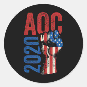 Adesivo Redondo Aoc 2020 Pelo Presidente Alexandria Ocasio Cortez