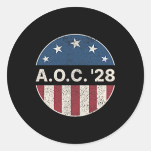 Adesivo Redondo Aoc 2028 A.c. 2028 Para Presidente Americano Flag