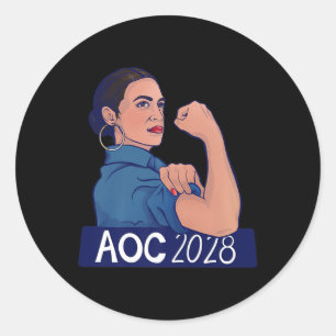 Adesivo Redondo Aoc 2028 Alexandria Ocasio Cortez 2028 Prêmio