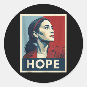 Adesivo Redondo Aoc Alexandria Ocasio Cortez 2028 Para Presidente 