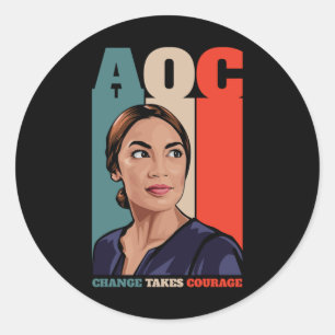 Adesivo Redondo Aoc Alexandria Ocasio-cortez Primeiro Presidente F