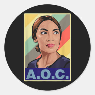 Adesivo Redondo Aoc Alexandria Ocasio-cortez Primeiro Presidente F