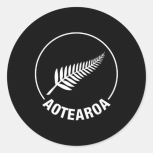 Adesivo Redondo Aotearoa Nova Zelândia Silver Fern Kiwi Maori Nz S