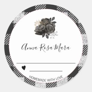 Adesivo Redondo *~* AP30 Buffalo Gingham Dourado Black Can Homemad