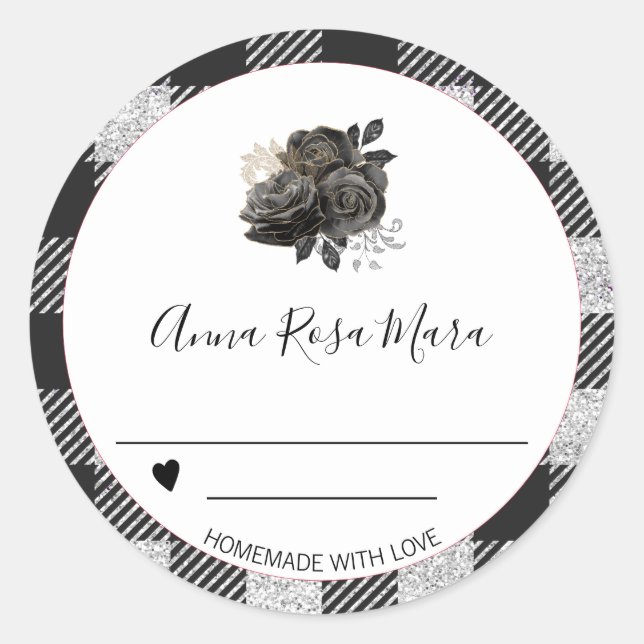 Adesivo Redondo *~* AP30 Buffalo Gingham Dourado Black Can Homemad (Frente)