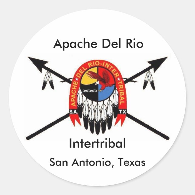Adesivo Redondo Apache Del Rio Vinheta Intertribal de 3" (Frente)