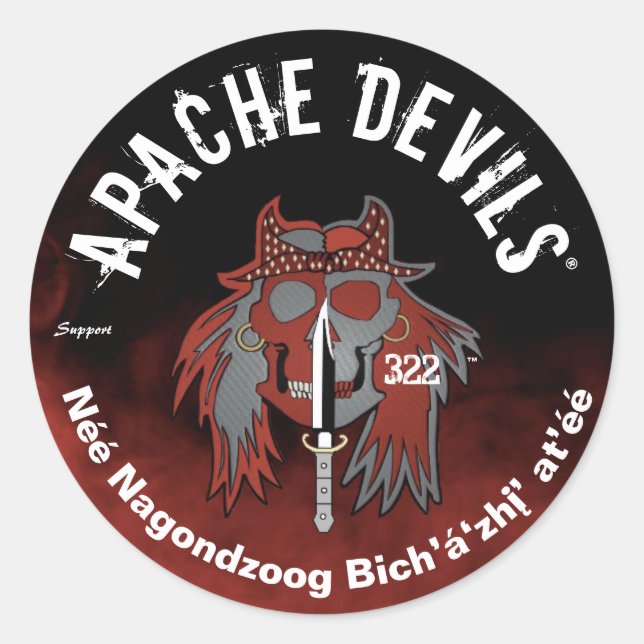 Adesivo Redondo Apache Devils ®️ ™️ 🇺 APACHE DEVILS SUPPORT Stick (Frente)