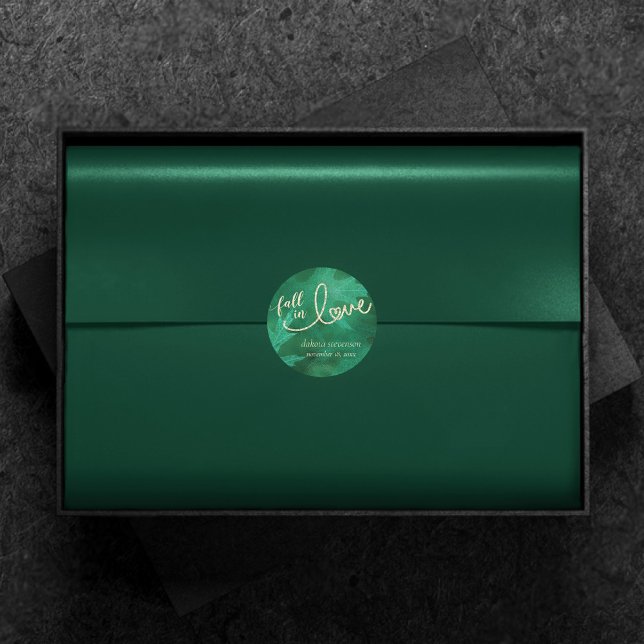 Adesivo Redondo Apaixonado pelo outono | Jade Green e Dourado (Criador carregado)