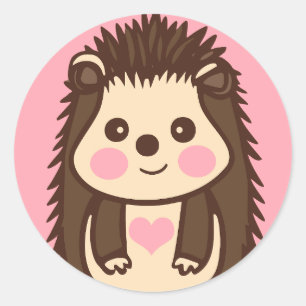 Adesivo Redondo Apaixonado por Hedgehogs Cute Hedgie