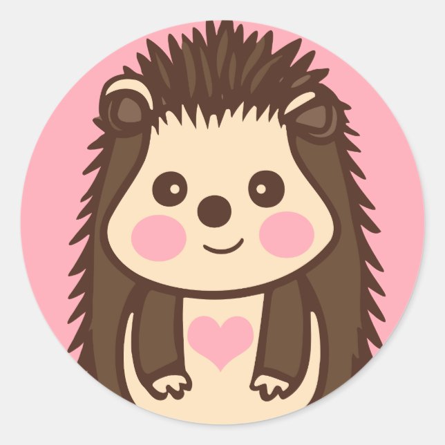 Adesivo Redondo Apaixonado por Hedgehogs Cute Hedgie (Frente)