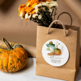 Adesivo Redondo Apaixonar-se Abóbora Rústica Elegante