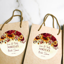 Adesivo Redondo Apaixonem-se rosas burlões girassóis obrigado-te