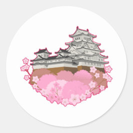 Adesivo Redondo apanese Castle Sakura Spring Sticker Pack