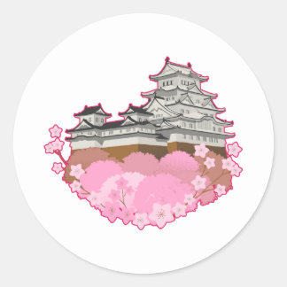Adesivo Redondo apanese Castle Sakura Spring Sticker Pack