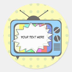 Adesivo Redondo Aparelho de televisão azul retro