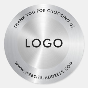 Adesivo Redondo Aparência de Aço Inoxidável de Prata Metálica