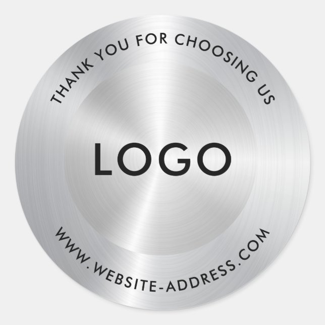 Adesivo Redondo Aparência de Aço Inoxidável de Prata Metálica (Frente)