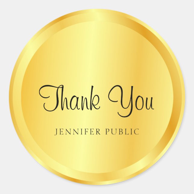 Adesivo Redondo Aparência Metálica Dourada Falsa Rascunho Elegante (Frente)