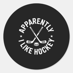 Adesivo Redondo Aparentemente Eu Gosto Do Jogo De Hockey Engraçado