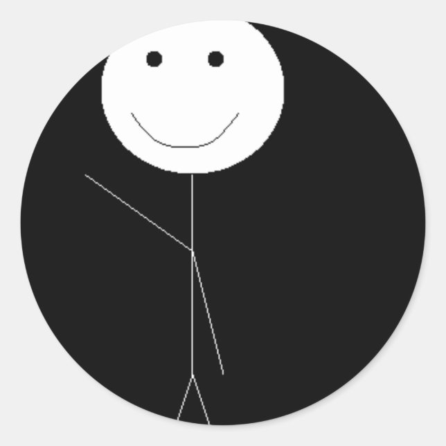 Adesivo Redondo Aparição de Stickman (Frente)
