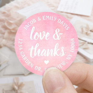 Adesivo Redondo Apelido Cor d'Água Cor Rosa Amor & Obrigados Reto