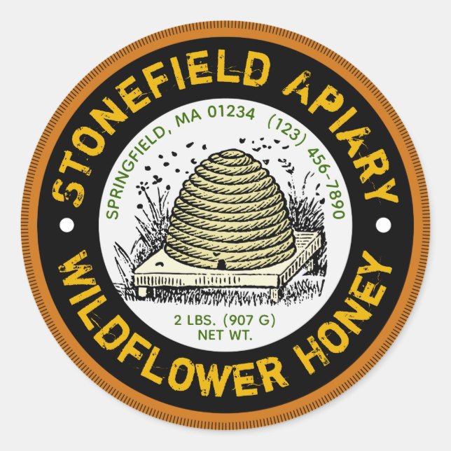 Adesivo Redondo Apelido de colmeia Aleitamento Escuro Amber (Frente)