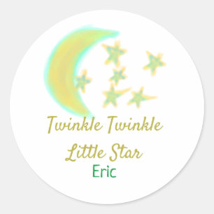 Adesivo Redondo Apelido verde-amarelo Twinkle Little Star